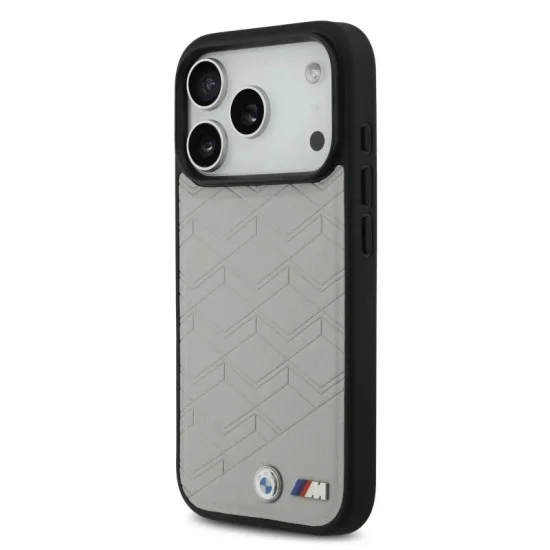 Bmw Iphone 17 Pro Case - Leather Seat Design With Magsafe And Metal Logo - Grey